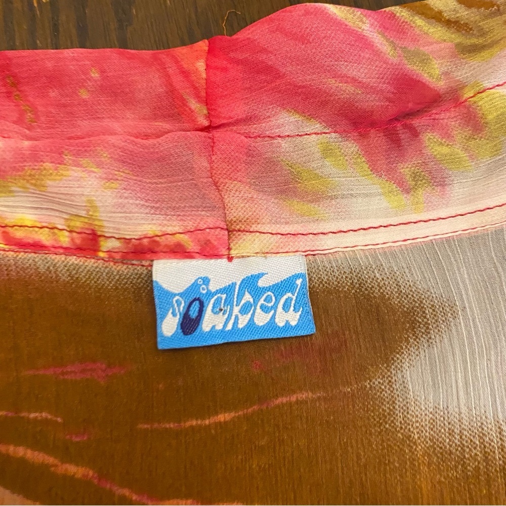 SOLD Pink Orange Animal Print Sheer Cover-Up Dress Size Small Medium - Picture 4 of 7
